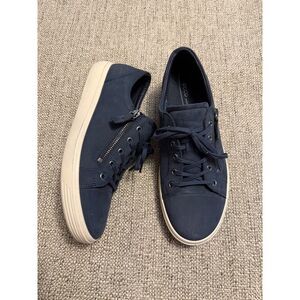 ECCO Women’s Soft Classic Lace Side Zip Navy Blue Skateboard Sneaker 10US 41EU